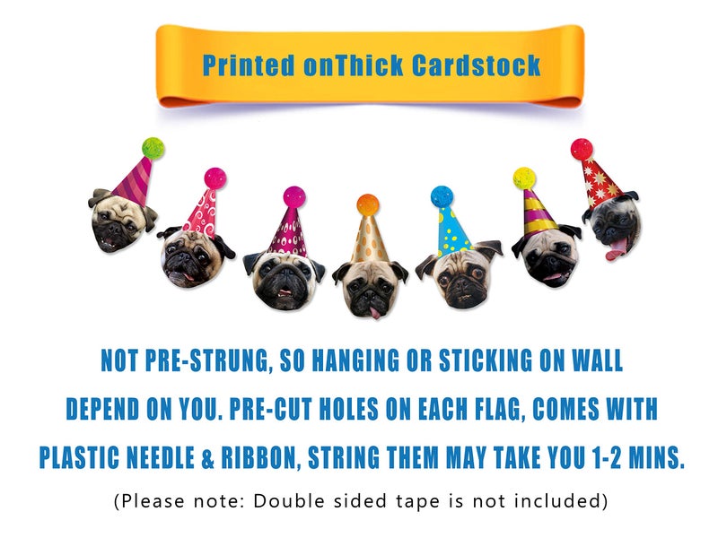Silvima Pug Birthday Banner & Garland - Pug Bday Party Decoration - Image 4